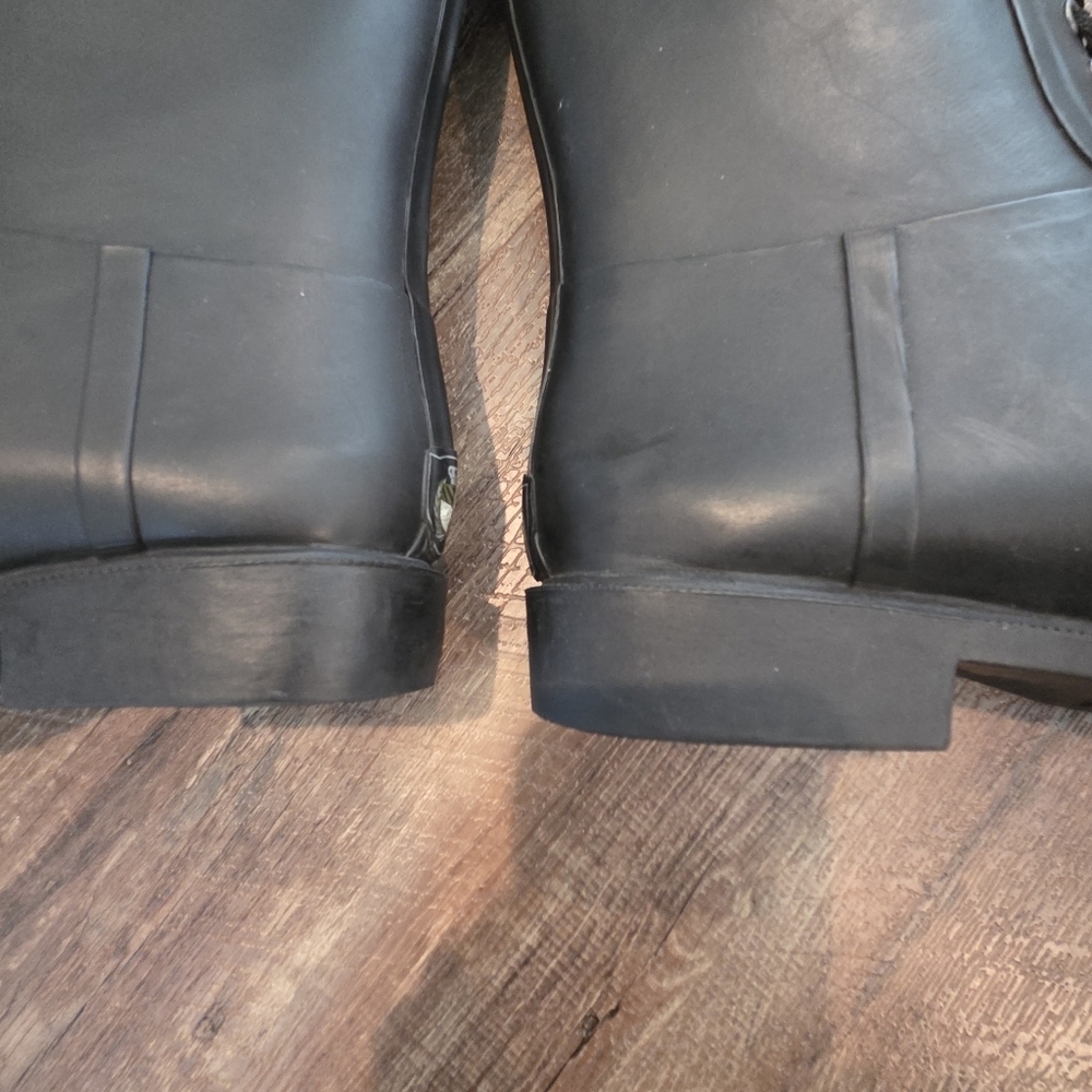 Juicy Couture Black Rain Boots Lace Up Buckle Logo Crown US 8 - Picture 15 of 15